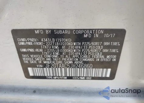 2018 Subaru Crosstrek 2.0I from USA, damaged, VIN JF2GTAAC5JH246860